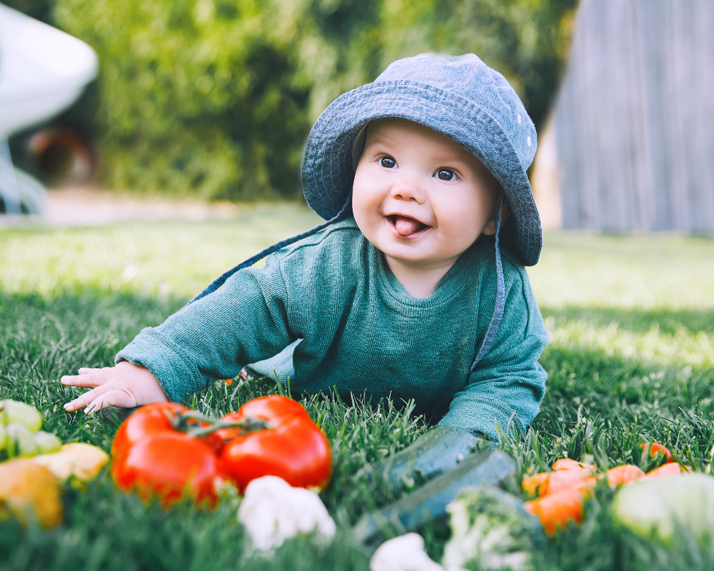 Baby Loving Fruits and Vegetables
